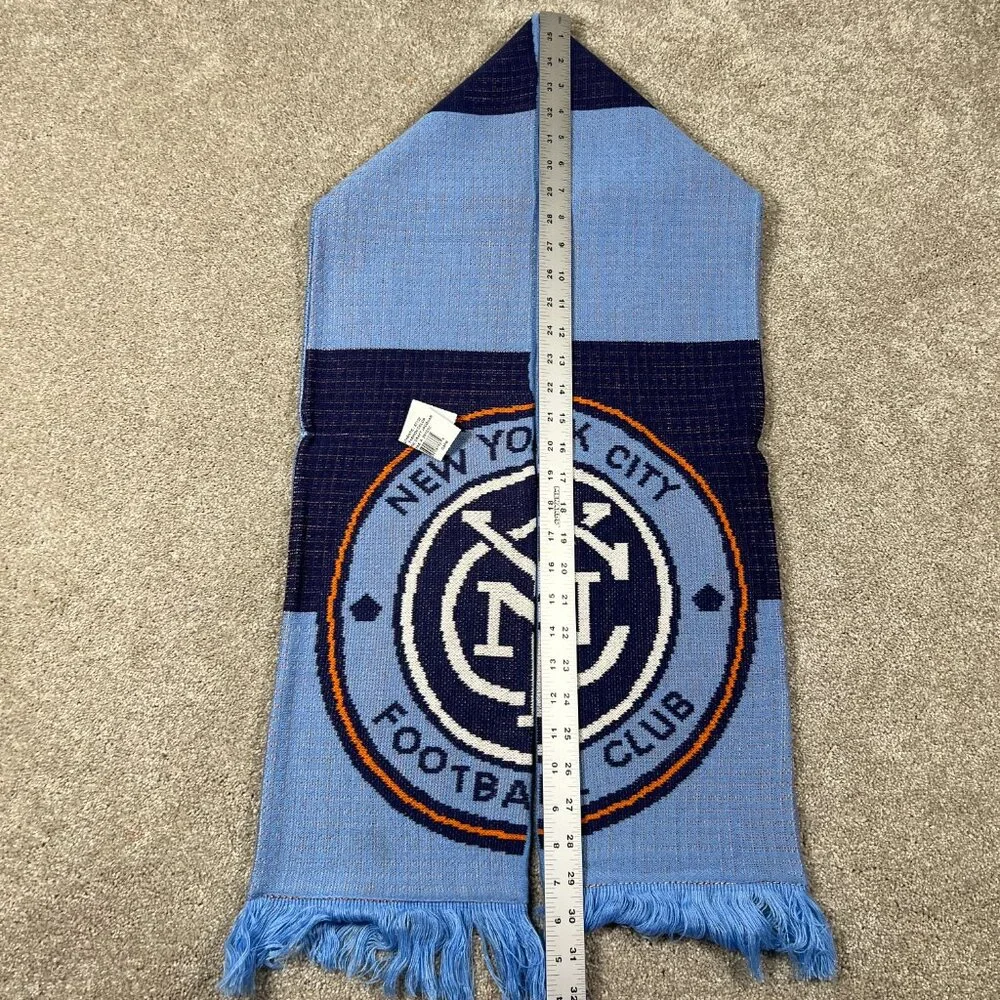 Adidas Unisex OSFA Blue Winter Fringe New York‎ City FC Soccer MLS Scarf NWT